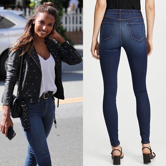 NEW L'AGENCE High Waist Skinny Jeans Distressed Dark Wash Full Length Denim 31 - Picture 13 of 16